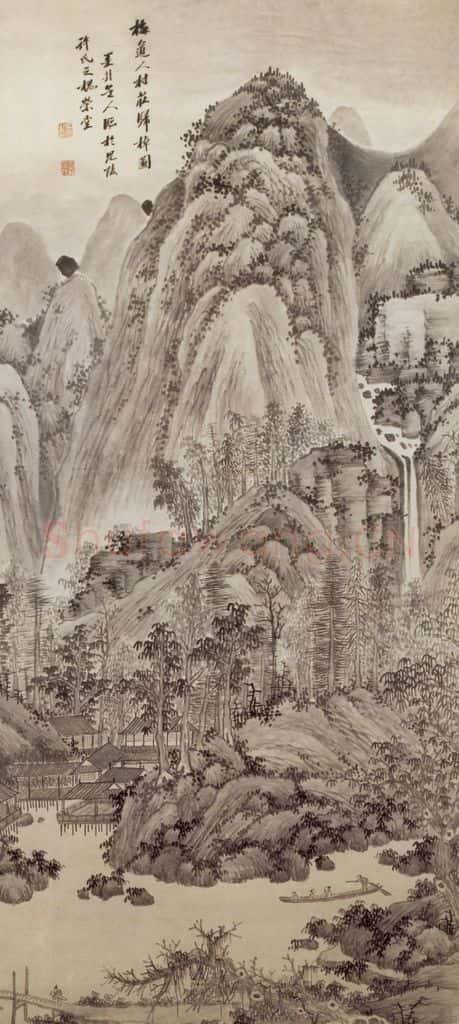 清 吴历 村庄归棹图轴 书画作品