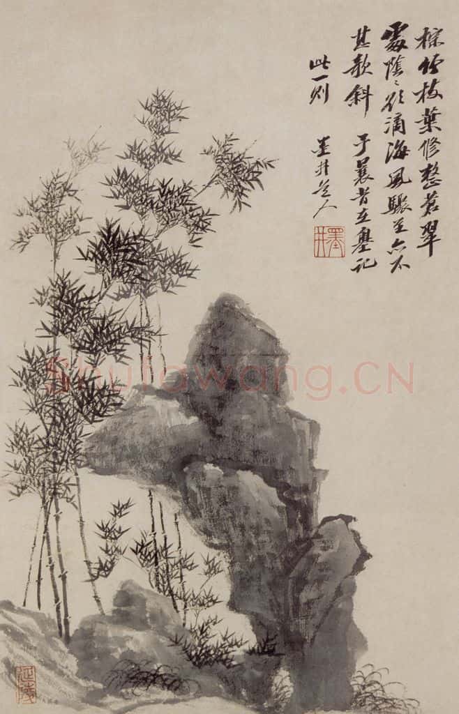 清 吴历 竹石图轴 书画作品