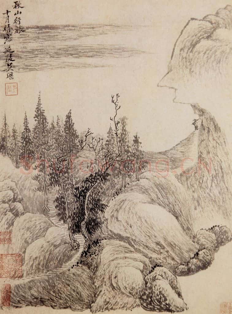 清 吴历 秋山行旅图页 书画作品