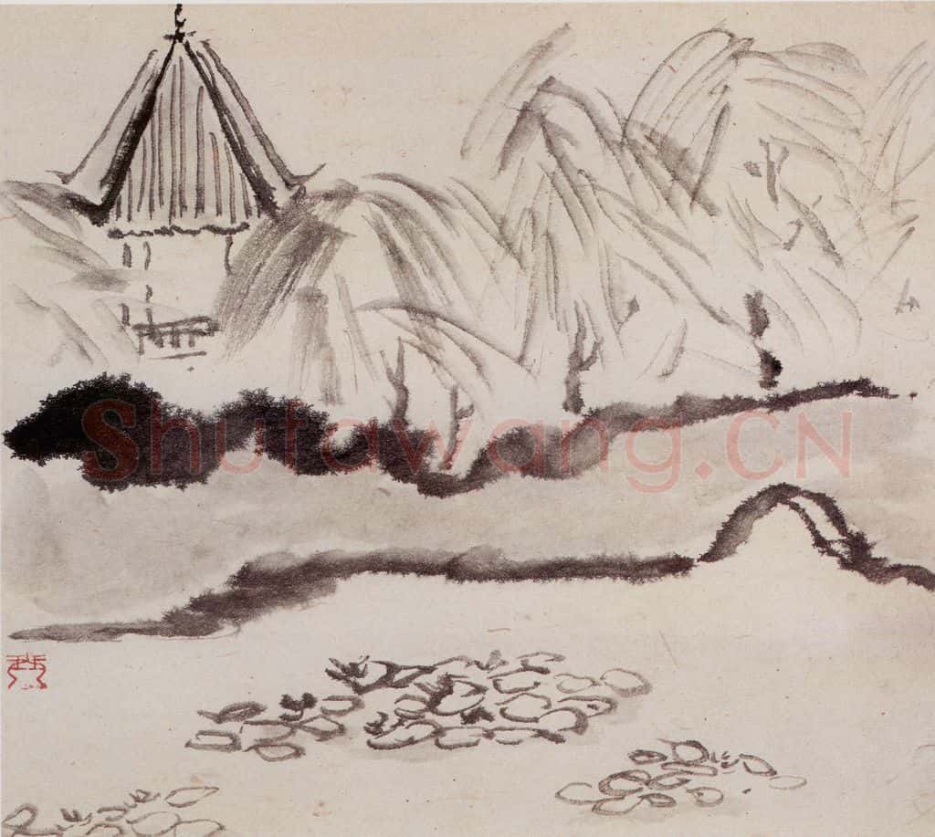 1981年 庞薰琹《无锡小景》书画作品