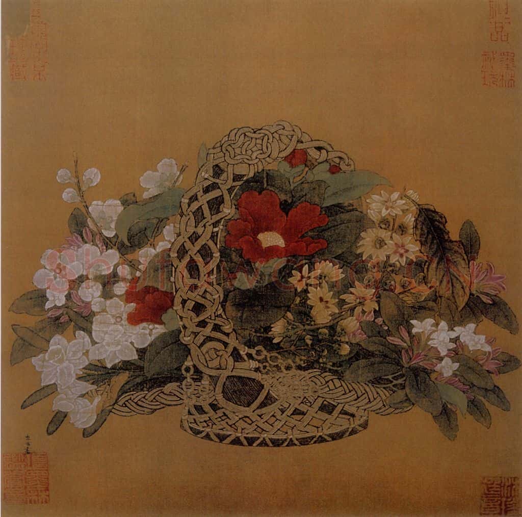 宋 李嵩 花篮图 书画作品