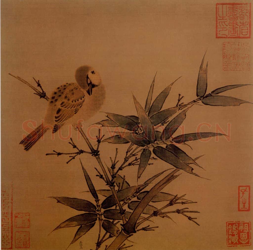 宋 吴炳 竹雀图 书画作品