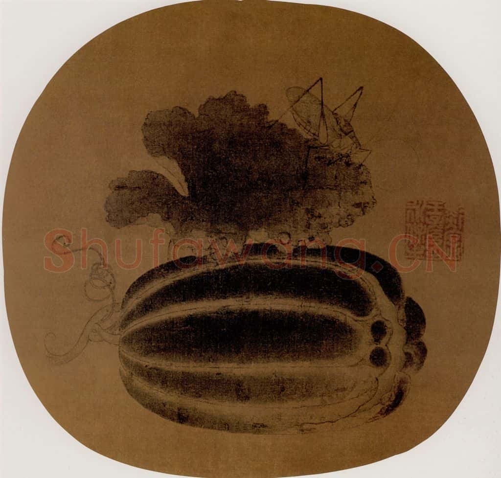 宋 伕名 草虫瓜实图 书画作品