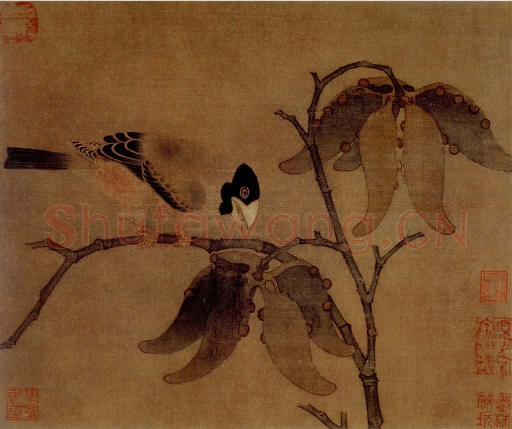 宋 伕名 梧桐蜡嘴图 书画作品