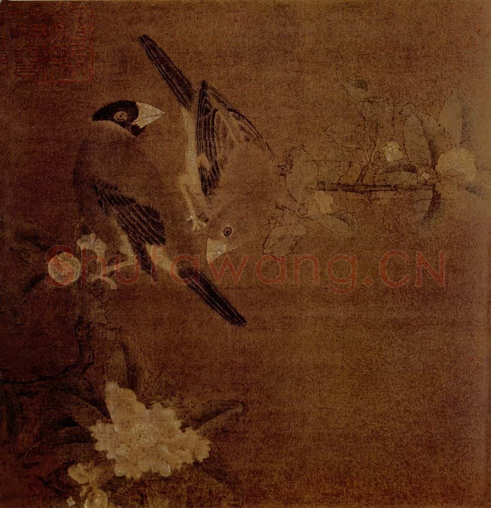 宋 伕名 山茶蜡嘴图 书画作品