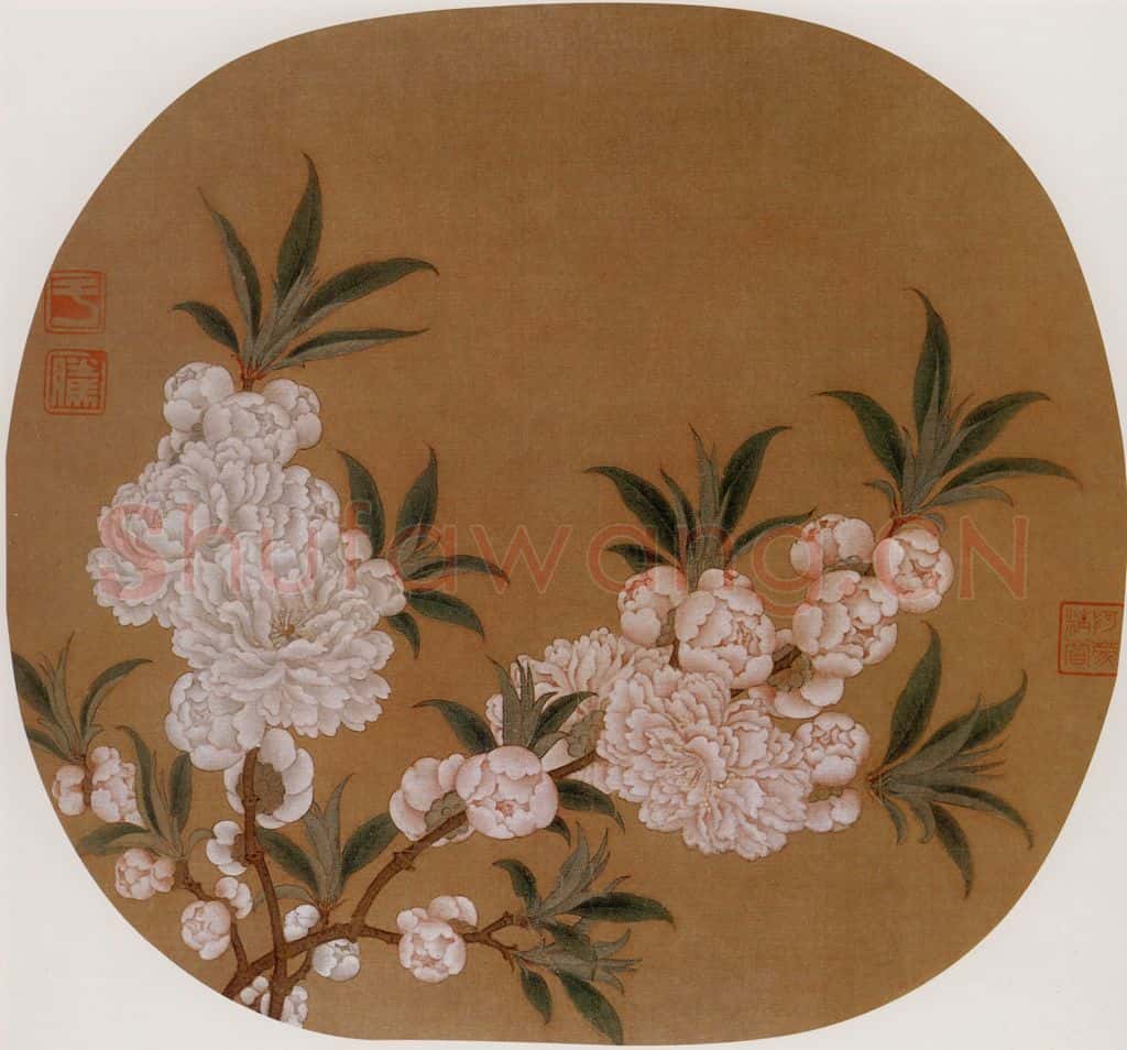 宋 伕名 碧桃图 书画作品