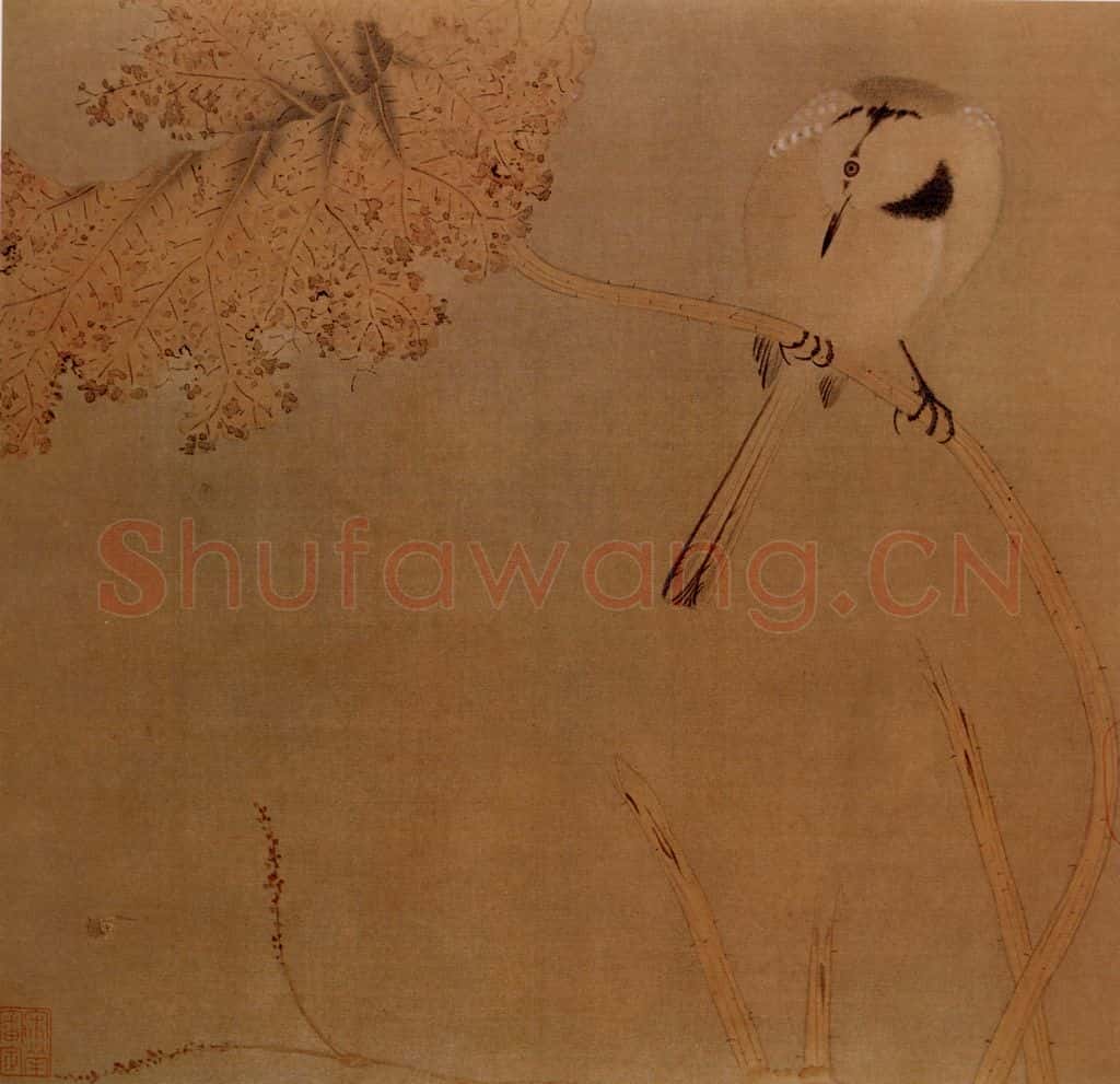 宋 伕名 枯荷鹊钨图 书画作品