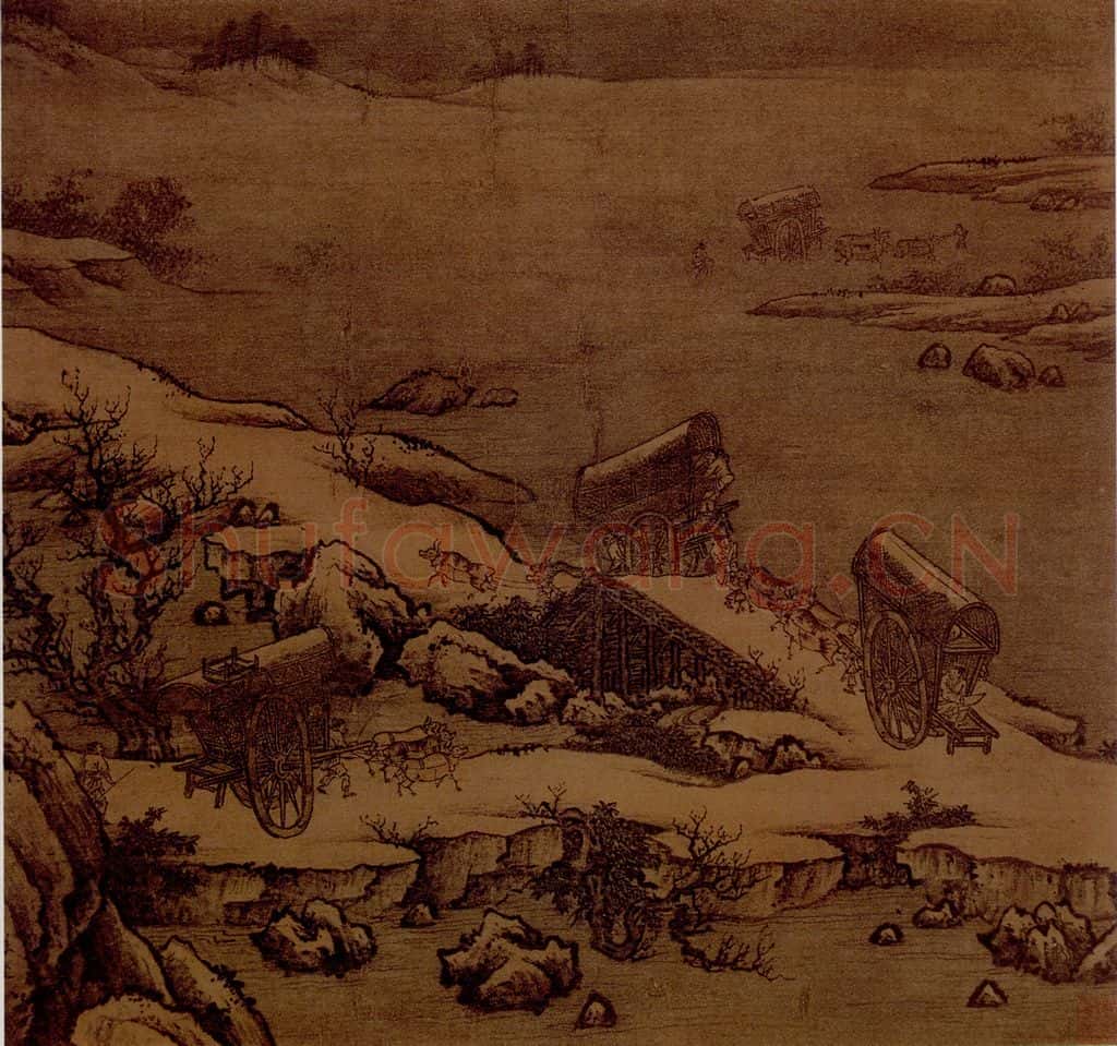 宋 伕名 雪溪行旅图 书画作品