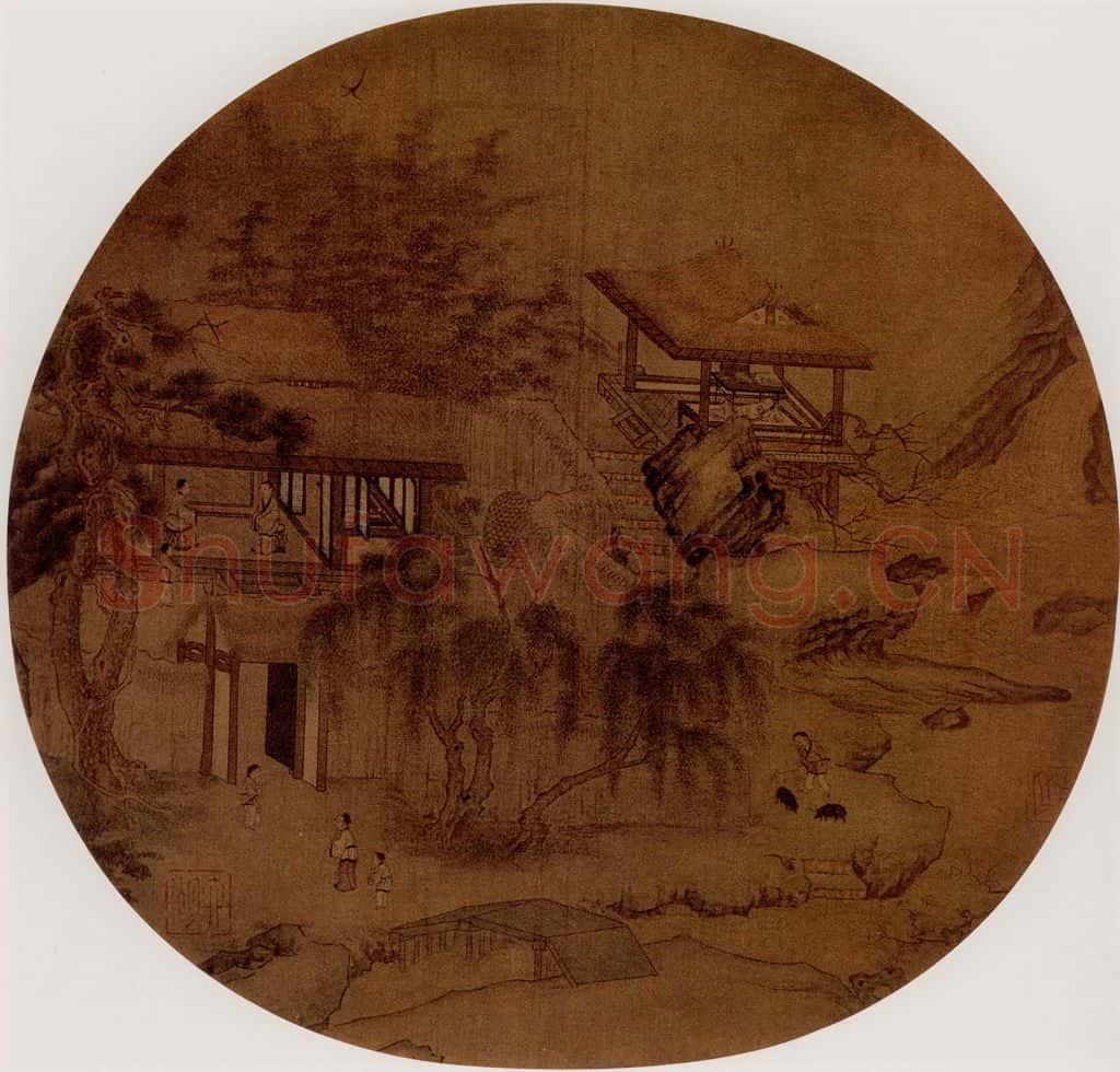 宋 何筌 草堂客话图 书画作品