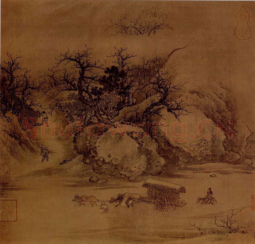 宋 朱锐 山行旅图 书画作品
