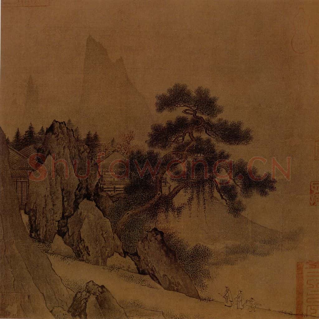 宋 伕名 携琴访友图 书画作品