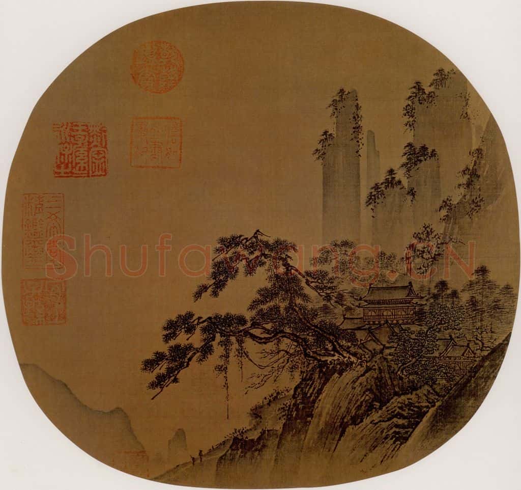宋 伕名 松峰楼观图 书画作品