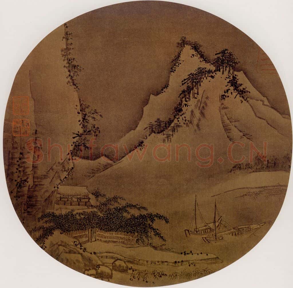 宋 伕名 雪江泊舟图 书画作品