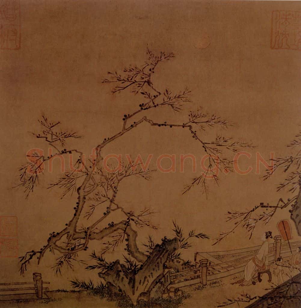 宋 伕名 玩月图 书画作品