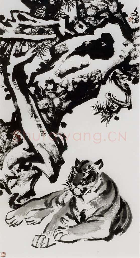 1998 汤文选《盘龙卧虎》书画作品