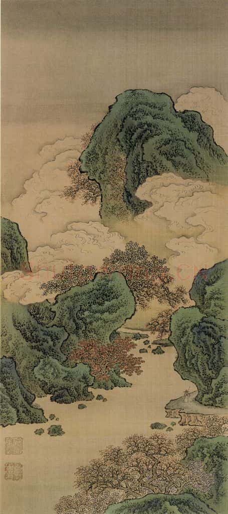 清 袁江 白云红树 书画作品