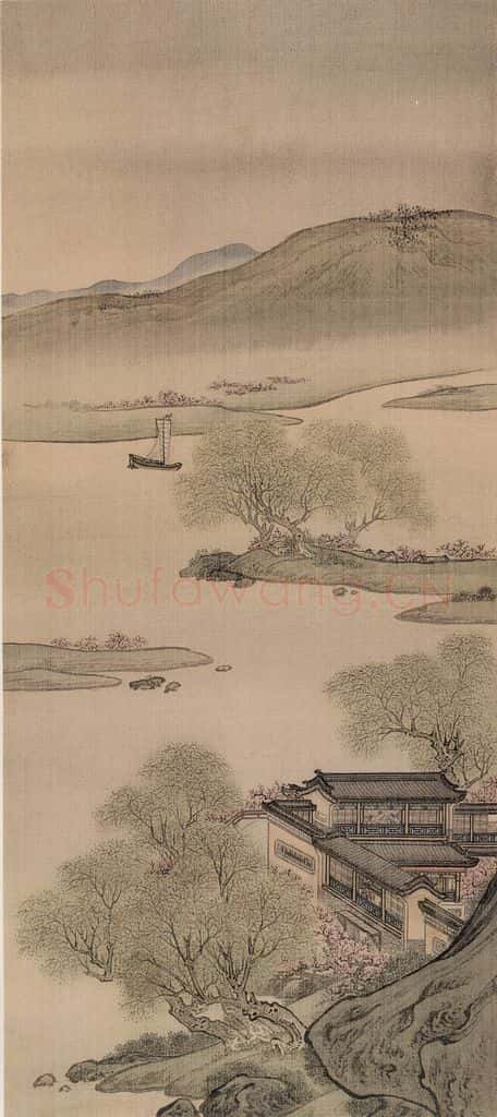 清 袁江 湖庄春晓 书画作品