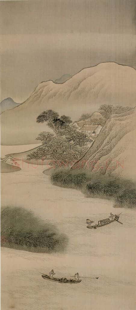 清 袁江 渔浦晚归 书画作品