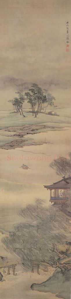 清 袁江 山水阁楼图屏 书画作品