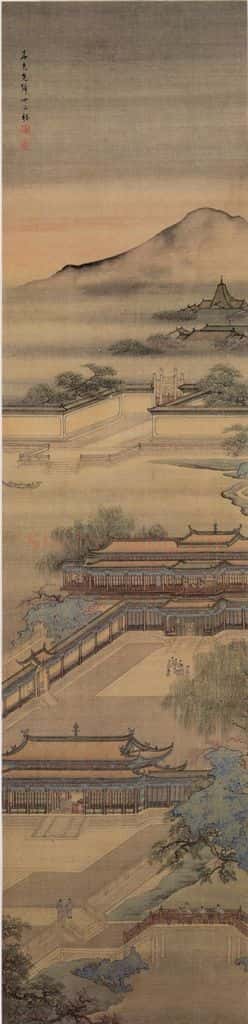 清 袁江 山水阁楼图屏 书画作品