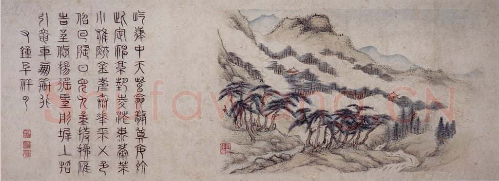 明 郭存仁《金陵八景图卷》书画作品
