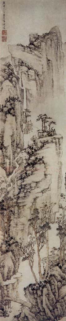 明 陈焕《秋山清兴图轴》书画作品