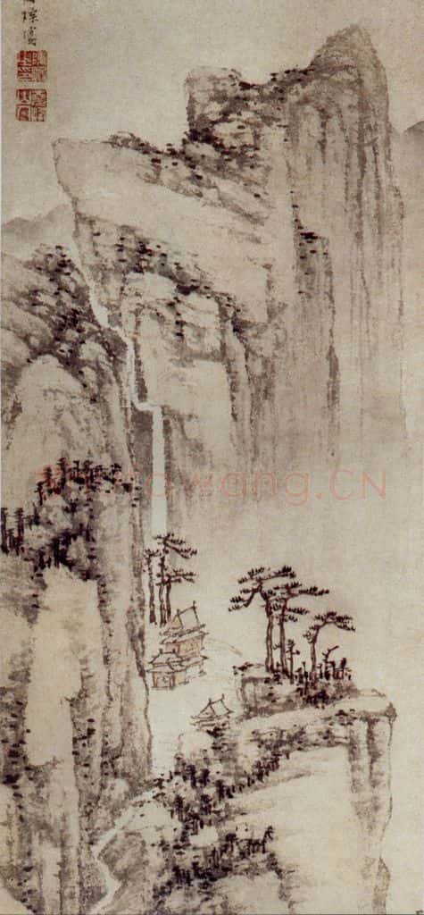 明 陈焕《秋山清兴图轴》书画作品