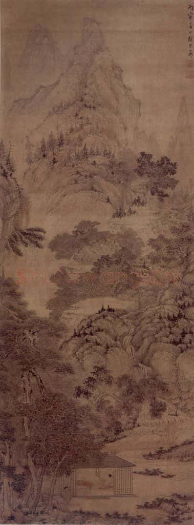 明 关思《溪山访友图轴》书画作品