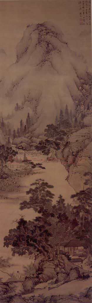 明 关思《溪桥斜照图轴》书画作品