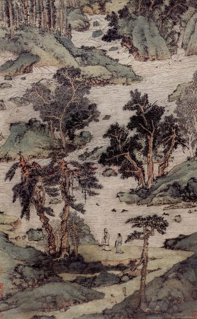 明 文征明《万壑争流图轴》书画作品