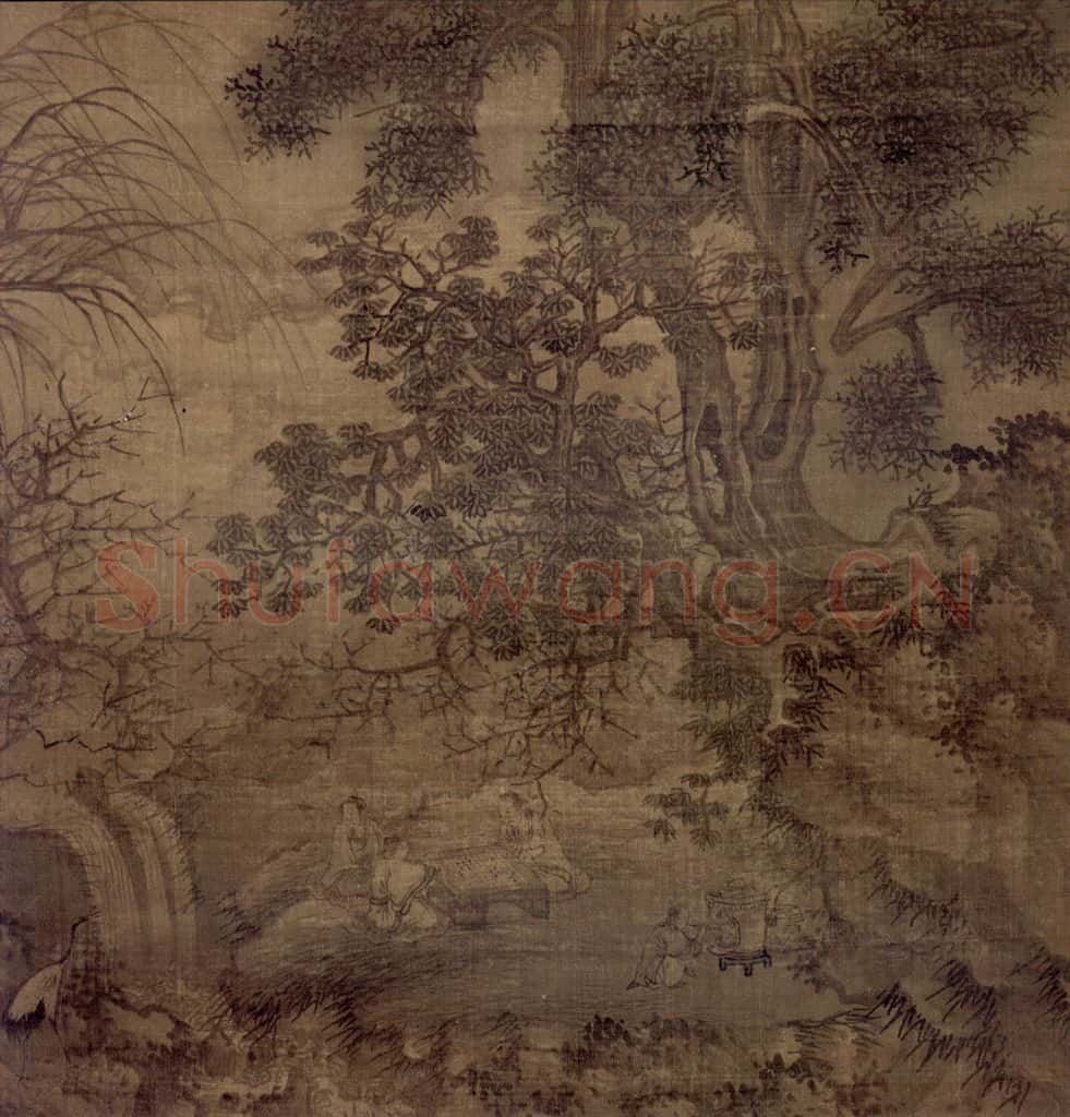 明 谢时臣《春山对弈图轴》书画作品