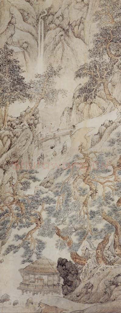 明 文伯仁《松径石矶图轴》书画作品