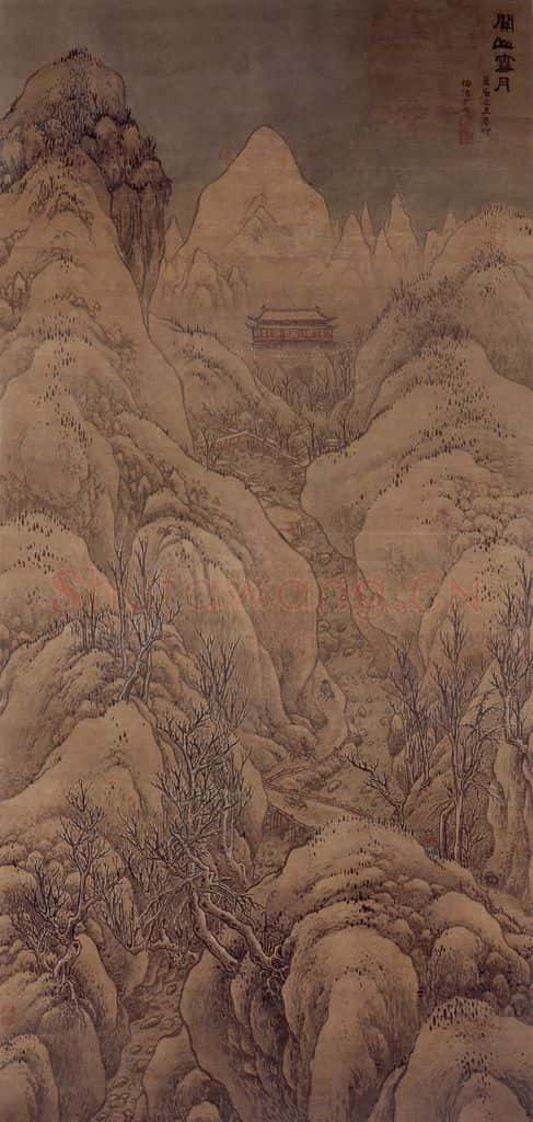 明 宋旭《关山雪月图轴》书画作品