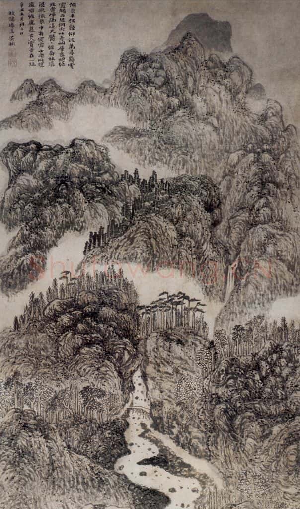 明 吴彬《丛嶂层峦图轴》书画作品