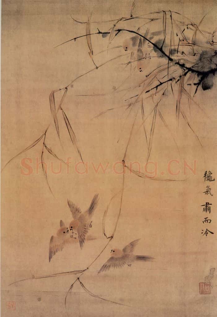清 华碞《花鸟屏》书画作品
