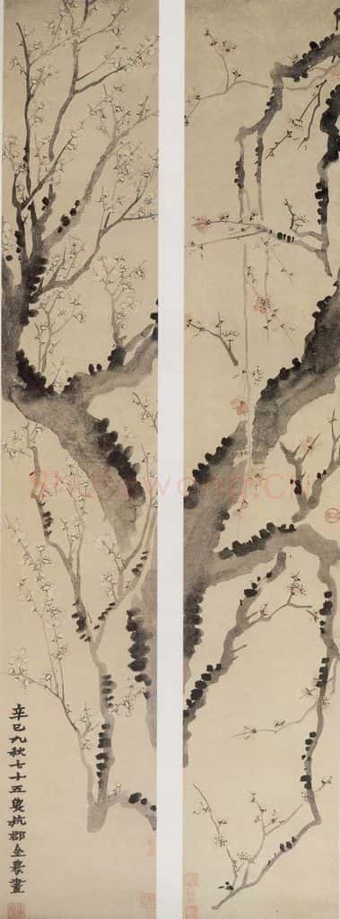 清 金农《梅花图对》书画作品
