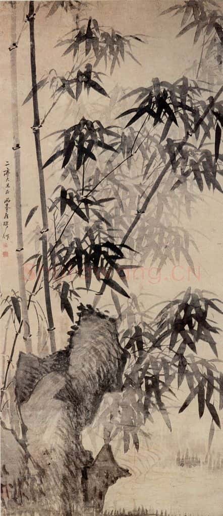清 罗聘《竹石图》书画作品