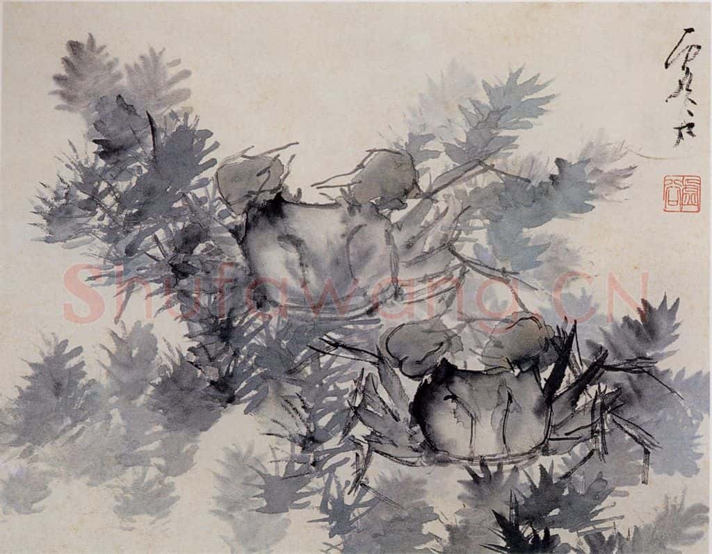 清 虚谷《花鸟水族图册》书画作品