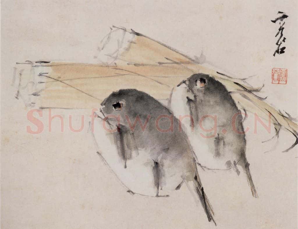 清 虚谷《花鸟水族图册》书画作品