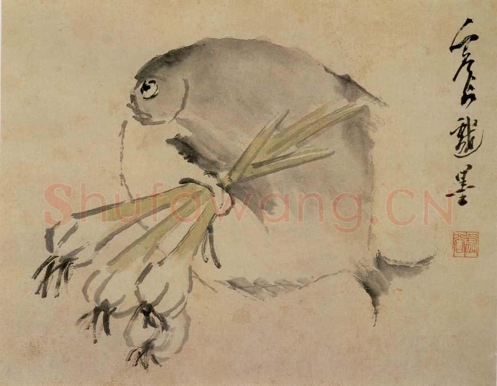 清 虚谷《花鸟水族图册》书画作品