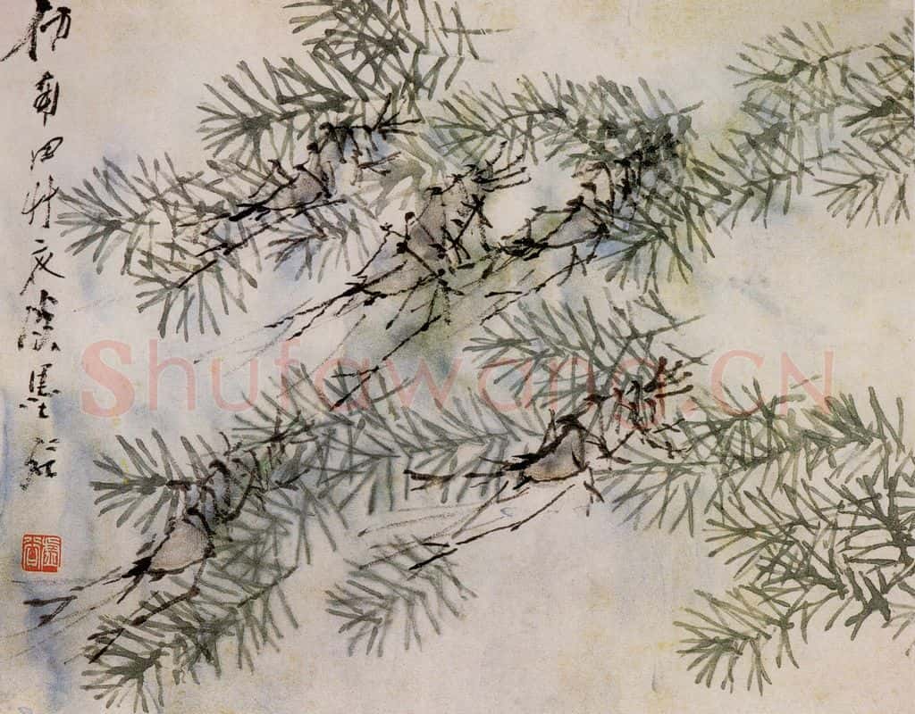 清 虚谷《花鸟水族图册》书画作品