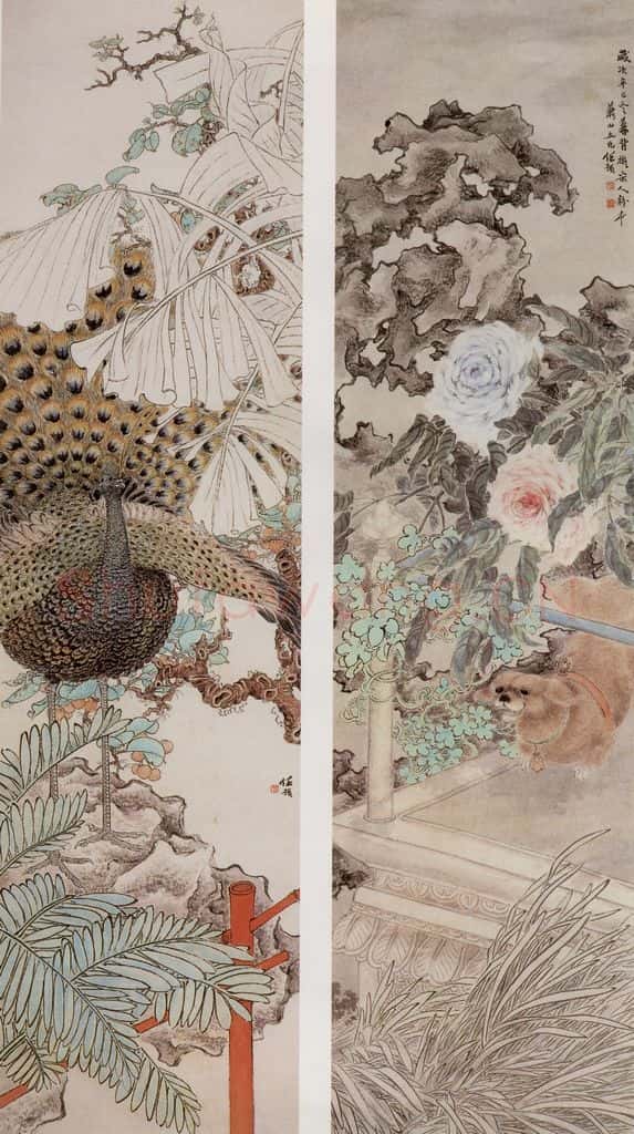 清 任预《花鸟四条屏》书画作品