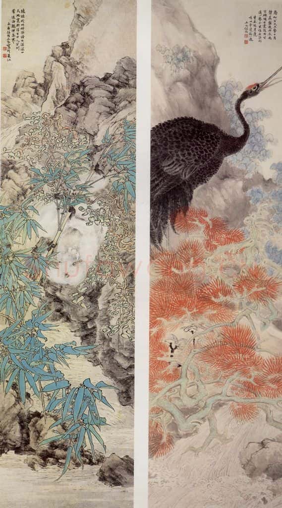 清 任预《花鸟四条屏》书画作品