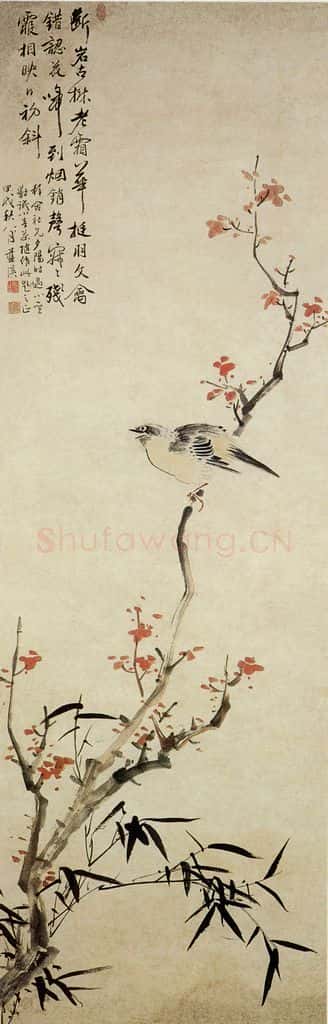 明 蓝瑛《古木文禽图》书画作品