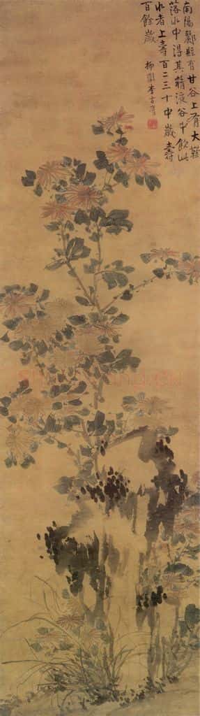 清 李方膺《菊石图》书画作品