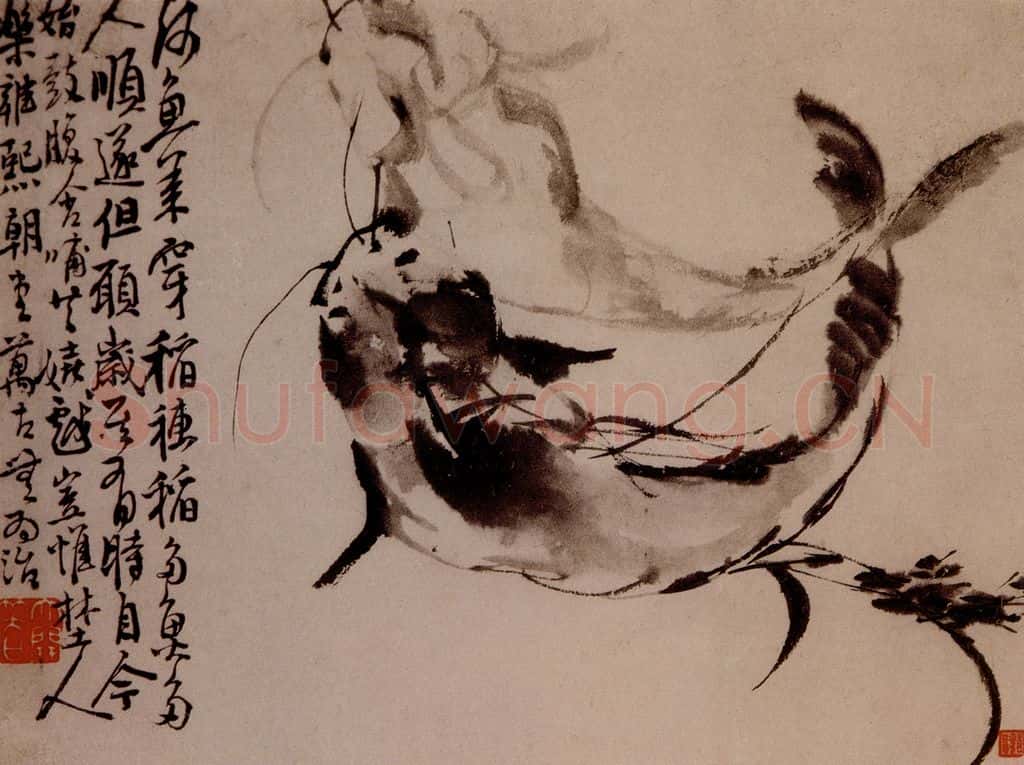 清 李方膺《鲇鱼图》书画作品
