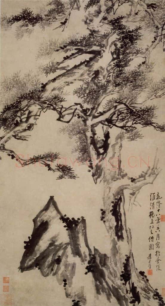 1753年 李方膺《松石图》书画作品