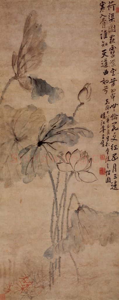1753年 李方膺《荷花图》书画作品