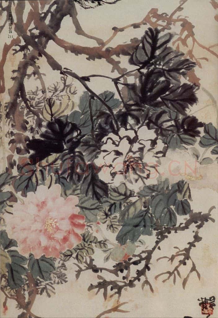 清 赵之谦《牡丹图》书画作品