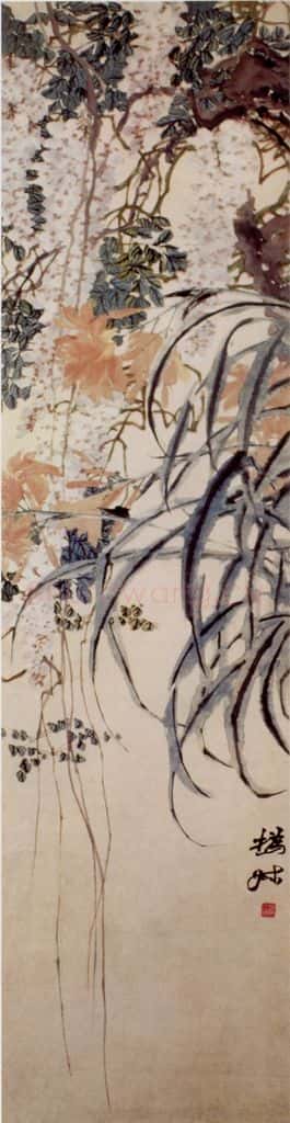 清 赵之谦《花卉四条屏》书画作品
